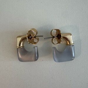 Anthropologie Gold and Gray Resin Hoop Earrings